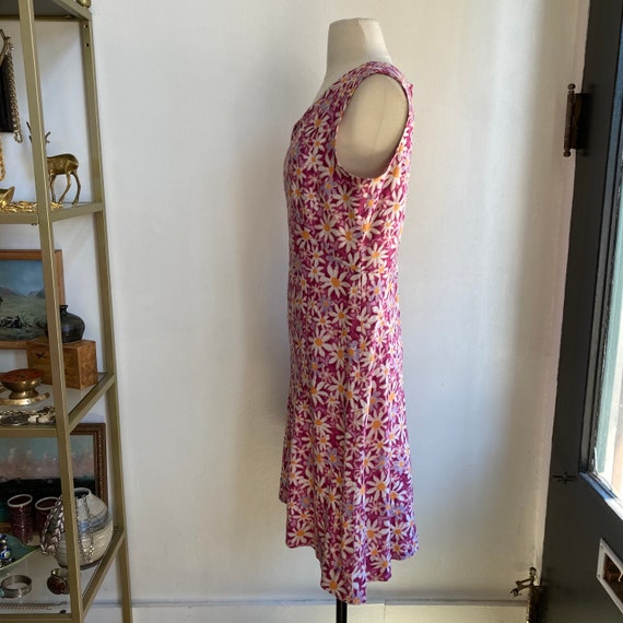 Vintage 60s Dress / MOD Style / BARKCLOTH + Pink … - image 4