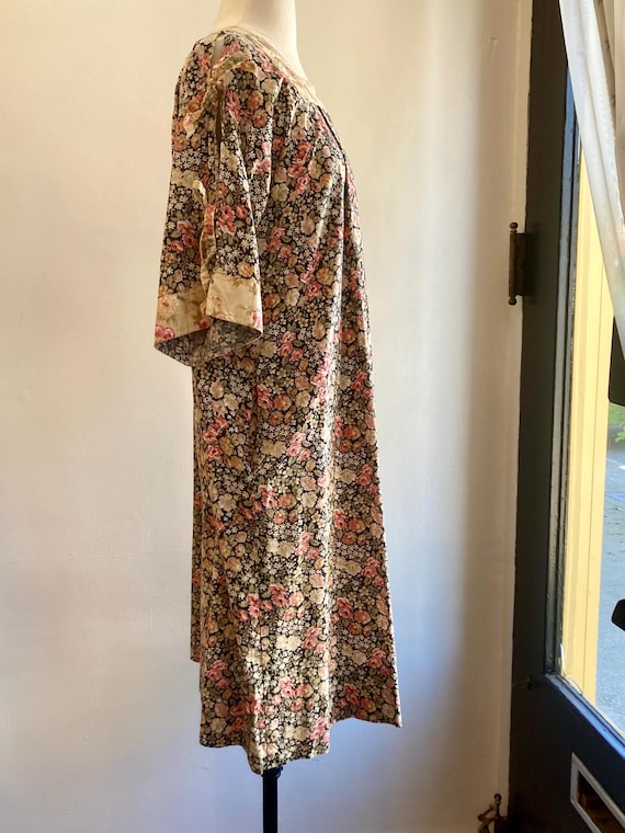 Vintage 70s Dress / Boho SMOCK Dress / Floral Cal… - image 3