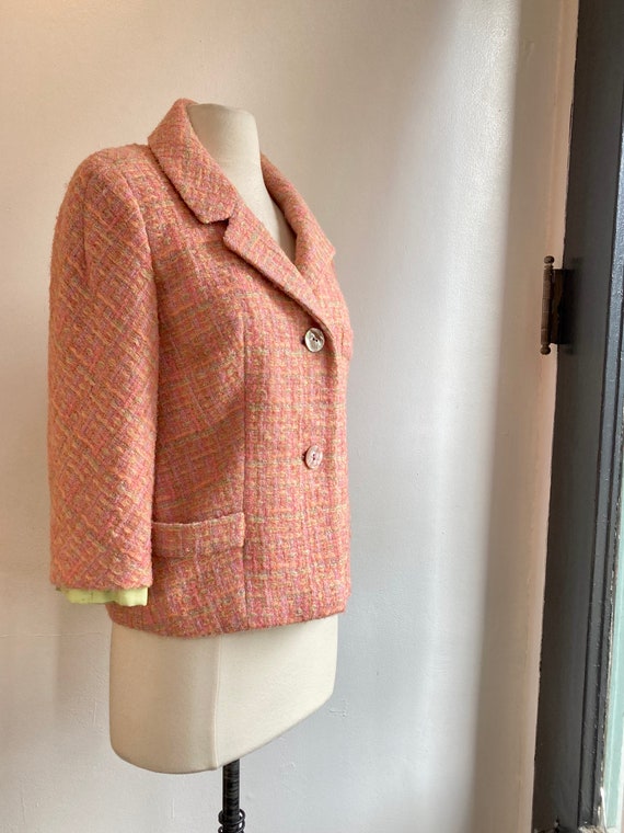 Vintage 50s 60s Skirt Suit / PINK TWEED Blazer + … - image 4