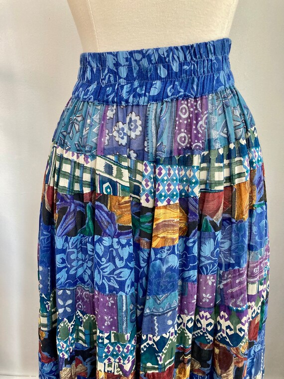 Vintage 80s 90s Skirt / SHEER Boho PATCHWORK / Fu… - image 2