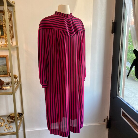 Fun Vintage 70's PINK Magenta + BLACK STRIPED Smo… - image 7