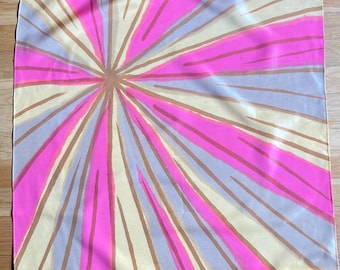 Vintage sjaal / pastelkleurige STARBURST-print / handgerolde randen