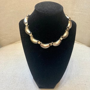 Vintage CHOKER Necklace / MOD SILVER Rounded Chunky Chain Links image 3