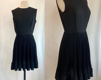 Vintage 60s Party Dress / Mod Party Dress / FULL CIRCLE Micro Pleat Skirt Dance Dress