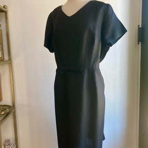 Vintage 50's COCKTAIL Dress / Linen / Little Black Dress Bow Detail / Volup / Designs by Lisa image 3