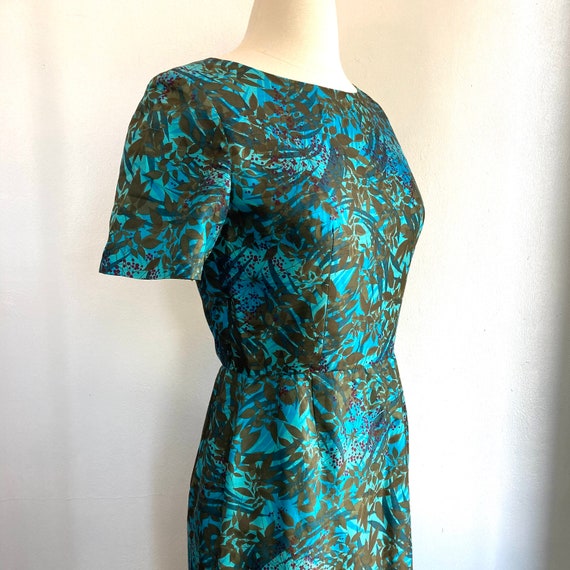 Vintage 50s 60s SILK Dress + Vest / Abstract Prin… - image 6