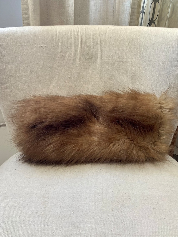 Vintage 40s 50s FAUX FUR MUFF / Hand Warmer / Fur 