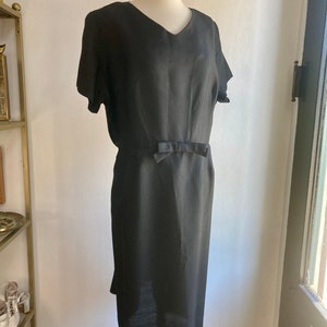 Vintage 50's COCKTAIL Dress / Linen / Little Black Dress Bow Detail / Volup / Designs by Lisa image 2