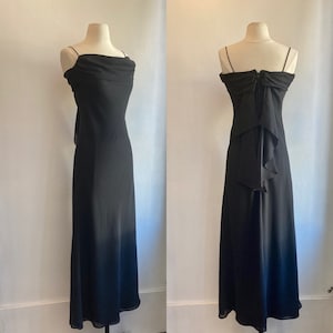 Vintage 80s SLIP DRESS / On Bias / Spaghetti Straps + Back Ruffle Wing Detail / Jody California / XS