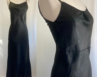 Vintage 30s Slip / ON BIAS / Maxi Slip Dress / Rayon Acetate / Hand Finished + Netted Straps
