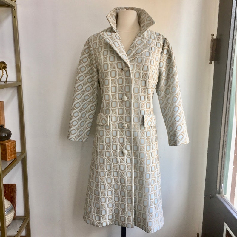 60s Vintage MOD PASTEL Cloth Coat / NORDSTROM Best / Back Sash / Pockets image 7