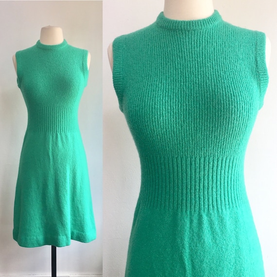 Vintage 50s 60s Sweater DRESS / Sleeveless /  Kni… - image 1