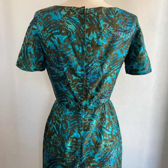 Vintage 50s 60s SILK Dress + Vest / Abstract Prin… - image 8