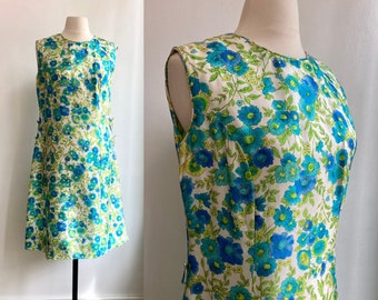 Vintage 60s SILK Floral SHIFT from SAKS Fifth Avenue / Bow Detail