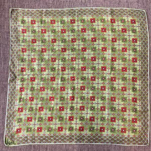 Vintage VERA SILK SCARF / Green Red Geometric Design / Square image 1