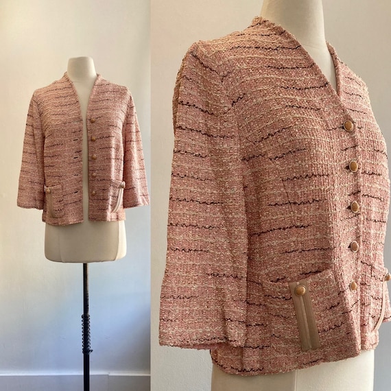 Vintage 70s 80s ST JOHN Cardigan Sweater Jacket / Slub Knit