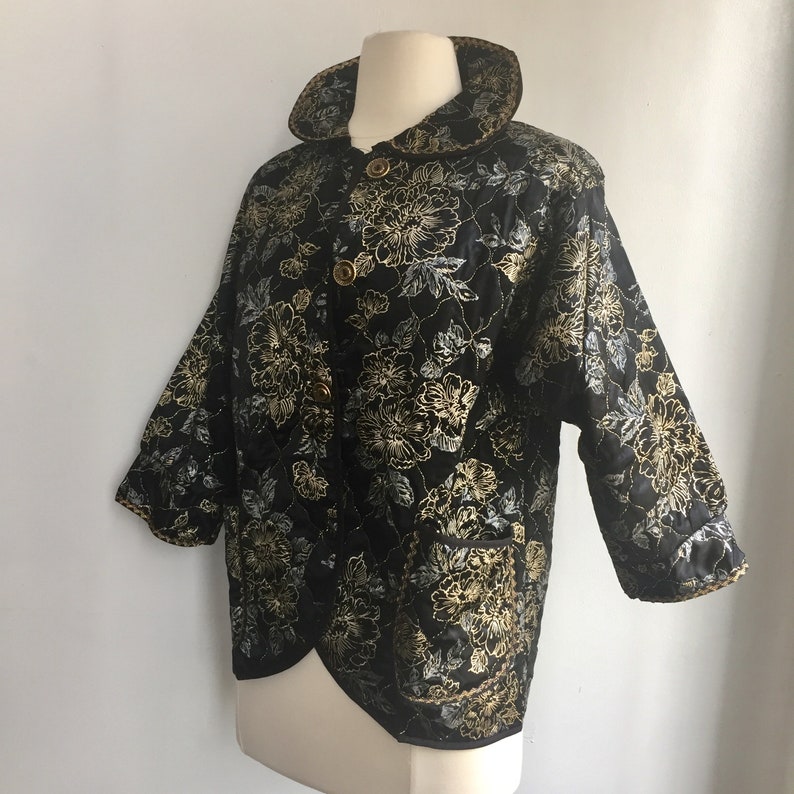 Cutest 60's Vintage QUILTED Bed Jacket / Metallic Gold Etsy