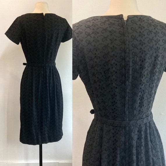 Vintage 50s WIGGLE Dress /  Cotton EYELET / Uniqu… - image 7