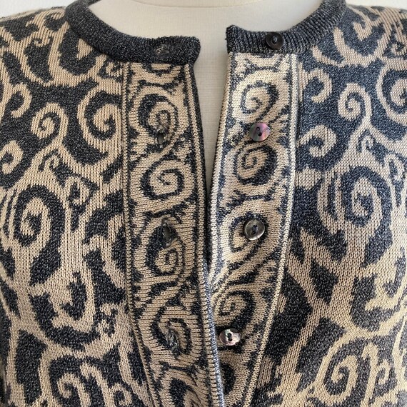 Vintage 80s Cardigan Sweater / CROPPED PAISLEY In… - image 9