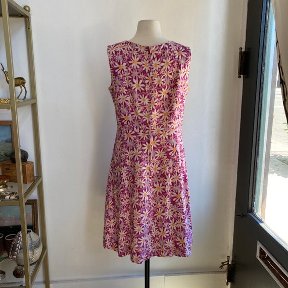 Vintage 60s Dress / MOD Style / BARKCLOTH + Pink … - image 5