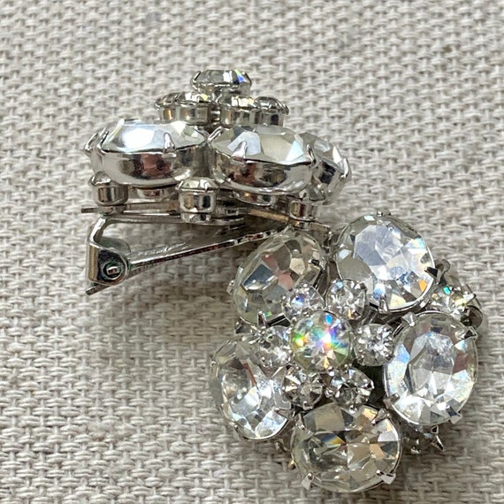 Vintage 50s 60s RHINESTONE Earrings / Chunky Clus… - image 3