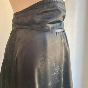 Vintage 80s Prairie Skirt / GUNNE SAX GUNNIES / Inky Black Silk Satin Lace / Corset Waist Ruffle Hem image 6