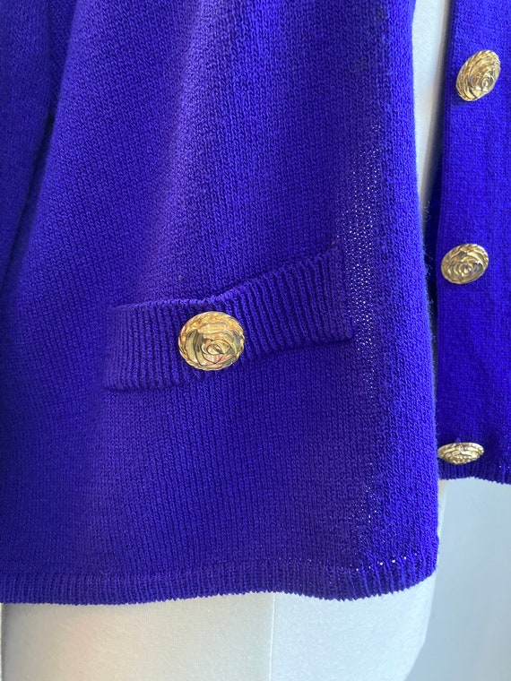 Vintage 80s Cardigan Sweater Jacket / Gold ROSETT… - image 8
