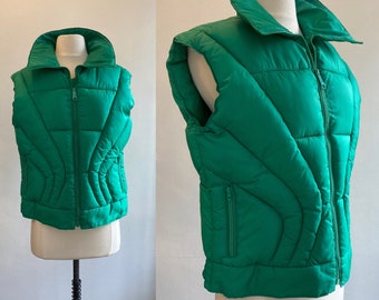 Vintage 80s PUFFER SKI Vest / Cool Stitch Detail / Mountain Goat by White Stag / XL