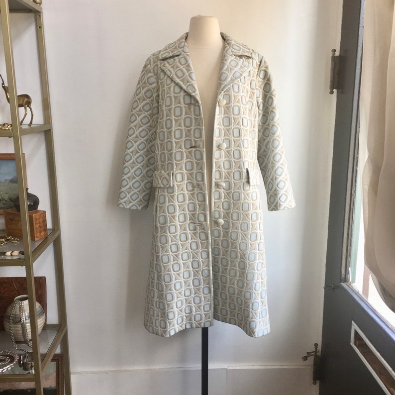 60s Vintage MOD PASTEL Cloth Coat / NORDSTROM Best / Back Sash / Pockets image 2