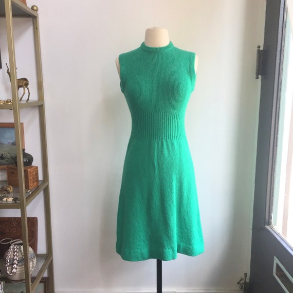 Vintage 50s 60s Sweater DRESS / Sleeveless /  Kni… - image 2