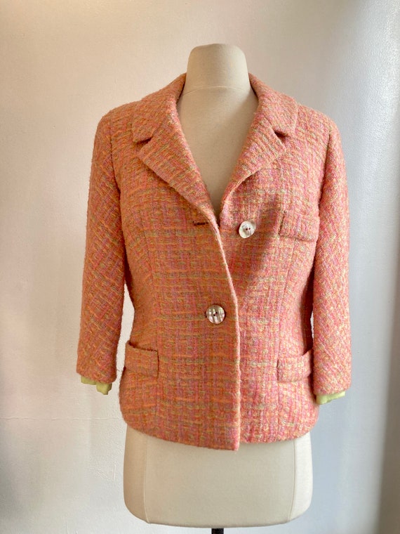 Vintage 50s 60s Skirt Suit / PINK TWEED Blazer + … - image 6