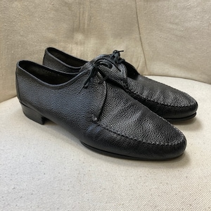 Vintage 50s DERBYS Shoes / Oxfords / Moccasin Stitch + Pebbled Leather + Almond Toe / Italian / 11