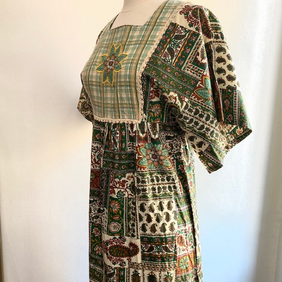 Cute 70's PATCHWORK + Plaid Print PRAIRIE Maxi Dr… - image 4