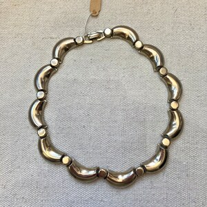 Vintage CHOKER Necklace / MOD SILVER Rounded Chunky Chain Links image 4