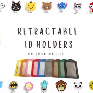 Retractable Badge Clip | ID Card Student Nurse Bus Train Pass Holder Reel (Favorite Cartoon Character)