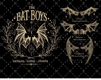 The Bat Boys Png, Vintage Acotar Bookish Png, The Night Court Illyrians, A Court of Thorn and Roses Rhysand Cassian Azriel, Bat Boys Wings