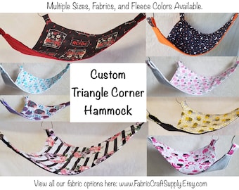 Triangle Corner Hammock, Custom Order, Multiple sizes, colors, and fabrics available, Perfect for Pet Rats and Critter Nation Cages