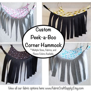 Peek-a-Boo Corner Hammock, Custom Order, Multiple sizes, colors, and fabrics available, Perfect for Pet Rats and Critter Nation Cages