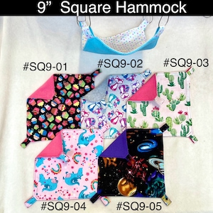 9” Square Flat Hammock for pet rat and other small animals, READY TO SHIP , fast, sales discounts