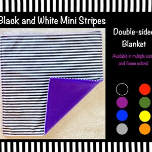 Black and White Mini Stripes Customizable Double-sided Blanket for Rat Available in Multiple Sizes and Fleece Colors / Made to Order