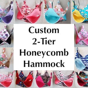 2-tier Honeycomb Hammock, Custom Order, Multiple sizes, colors, and fabrics available, Perfect for Pet Rats and Critter Nation Cages