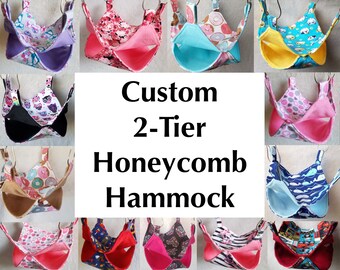 2-tier Honeycomb Hammock, Custom Order, Multiple sizes, colors, and fabrics available, Perfect for Pet Rats and Critter Nation Cages