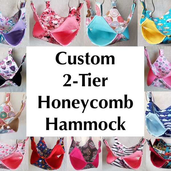 2-tier Honeycomb Hammock, Custom Order, Multiple sizes, colors, and fabrics available, Perfect for Pet Rats and Critter Nation Cages