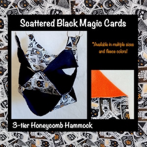 Scattered Magic Cards 3-tier Honeycomb Hammock with Your Choice of Fleece Color and Size, Bedding for Rats and other Exotic Pets