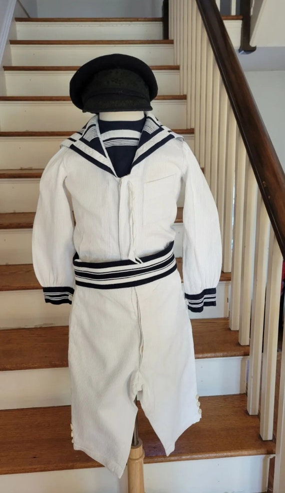 Antique French 1910 Sailor outfit for young boy 5/