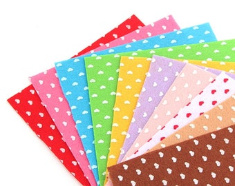 10 pcs Heart Print Felt Bundle