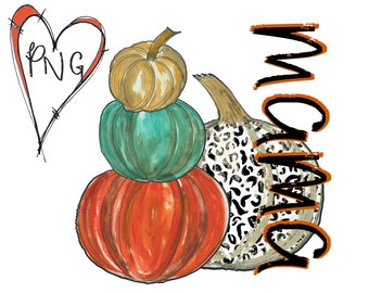 Mama Pumpkin PNG: Watercolor Fall Design (Digital Download)