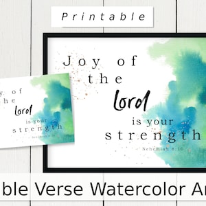 Nehemiah 8:10 Watercolor Bible Verse Art Printable (Digital Download)