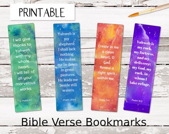 Watercolor Bible Verse Bookmarks: Christian Scripture (Digital Download)