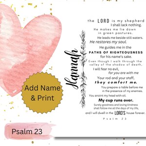 Personalized confirmation gifts for girls, Psalm 23 printable kids, Baptism gift girl printable, Name bible verse, Scripture with name